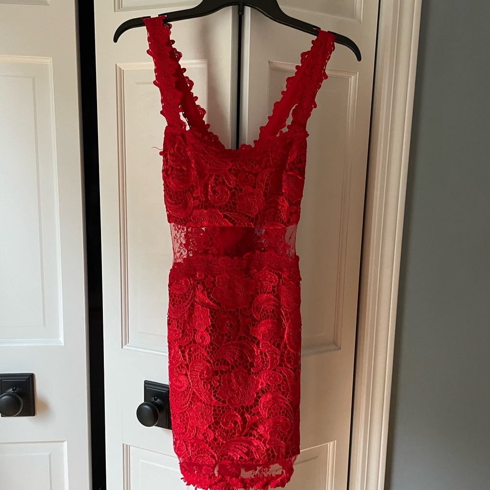 Red lace dress